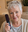 Godelieve, 74 ans — ccarré court, cheveux blancs
