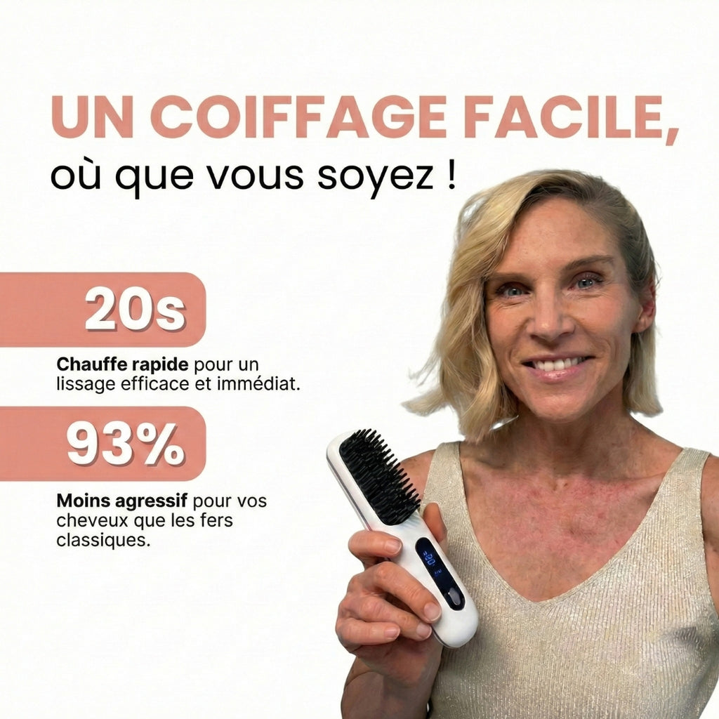 Brosse Volumina sans fil - Pour cheveux court & mi-courts