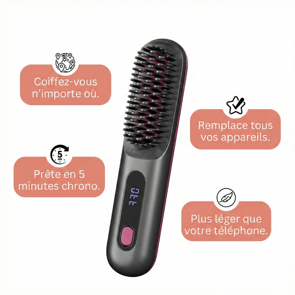 Brosse Volumina sans fil - Pour cheveux court & mi-courts
