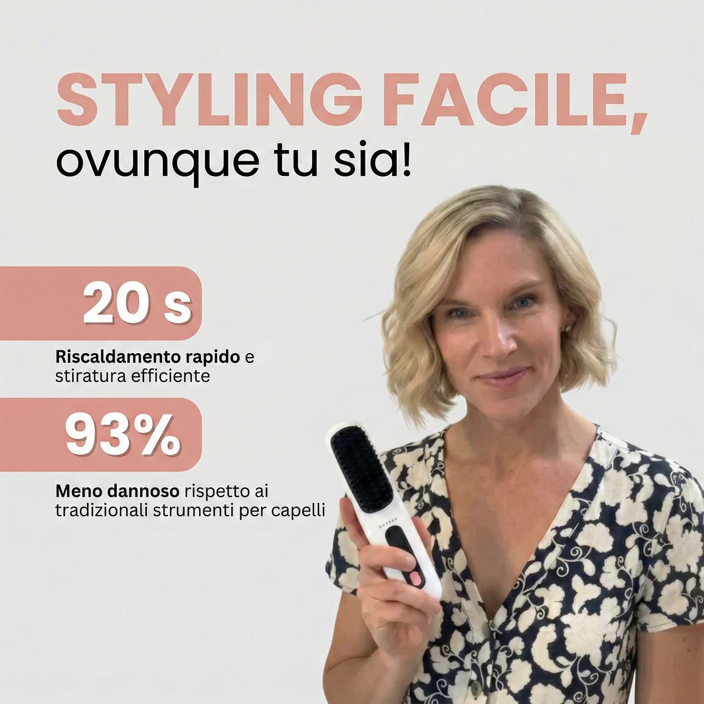 Volumina draadloze borstel - Voor kort en middellang haar