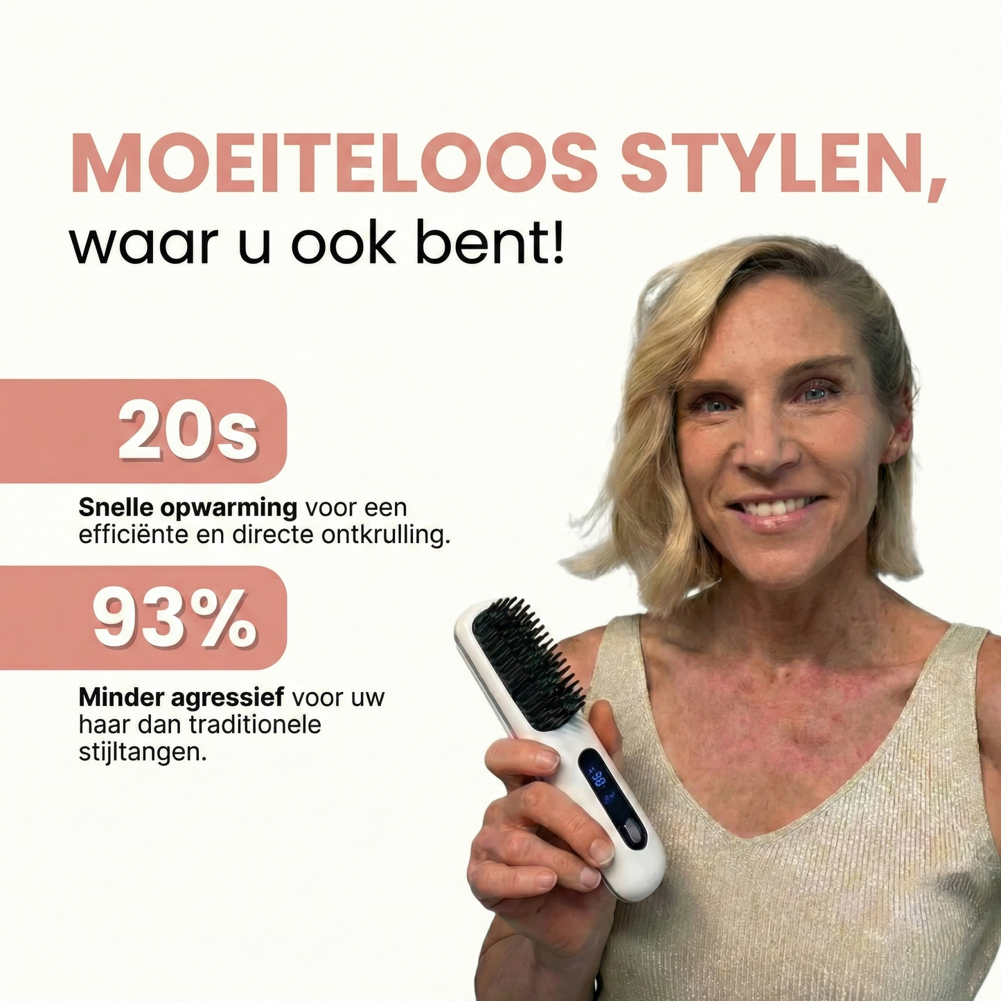 Volumina Draadloze Haarborstel – Voor kort & halflang haar